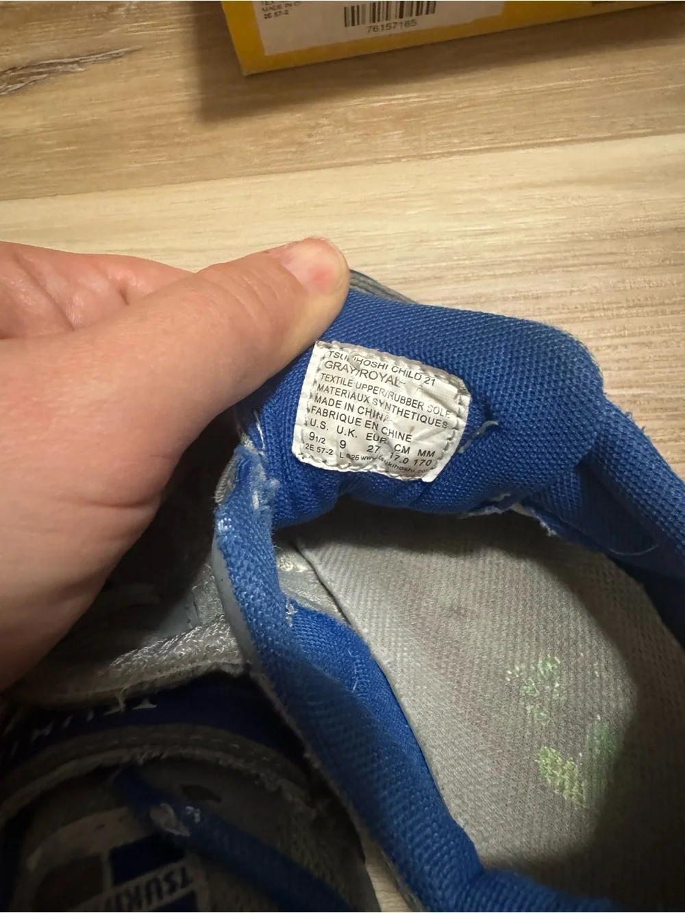 Tsukihoshi Kaz Toddler Gray/Royal Blue Shoes Size 9.5 US / 27 EUR